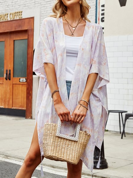 

Vacation Tie-Dye Pattern Printing Coverup, Purple, swimwear>>Cover Ups