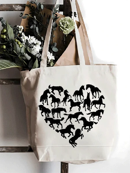 

Funny Heart Valentine's Day Shopping Tote, White, Bags
