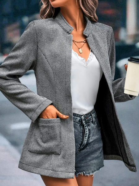 

Geometric Casual Loose Blazer, Black, Blazers