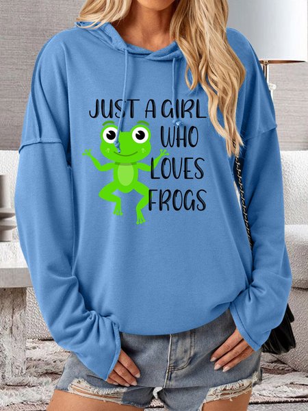 

Lilicloth X Paula Just A Girl Who Loves Frogs Women's Hoodie Sweatshirt, Blue, Hoodies&Sweatshirts