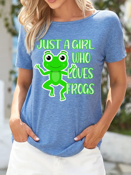 

Lilicloth X Paula Just A Girl Who Loves Frogs Women's T-Shirt, Blue, T-shirts
