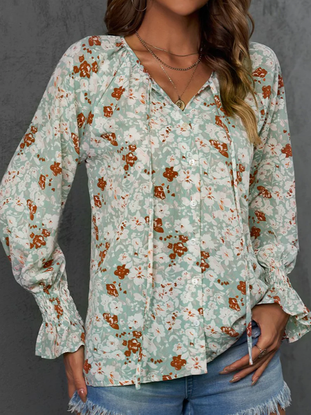 

Casual V Neck Floral Blouse, Multicolor, Shirts & Blouses