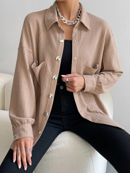 

Plain Casual Loose Other Coat, Khaki, Coats