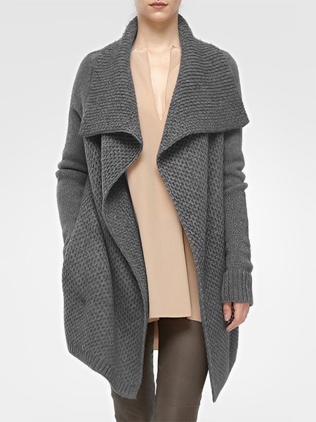

Long sleeve Plain Loose Simple Sweater Coat, Gray, Cardigans
