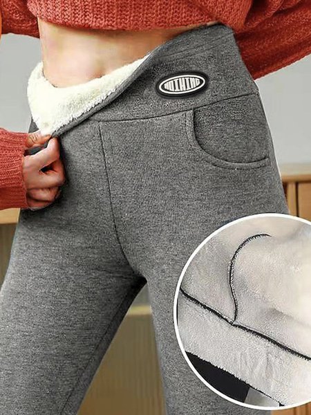 

Jersey Casual Tight Text Letters Leggings, Gray, Leggings