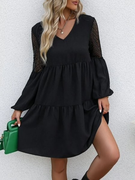 

Loose Urban Lace Lace Dress, Black, Dresses