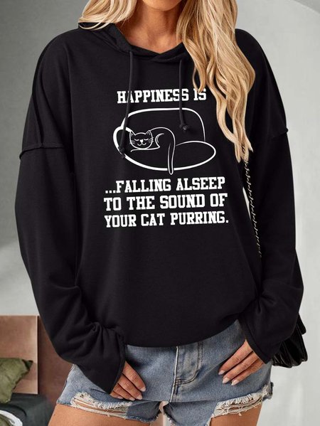 

Lilicloth X Y Happiness Is Falling Asleep To The Sound Of Your Cat Purring Women's Hoodie Sweatshirt, Black, Hoodies&Sweatshirts