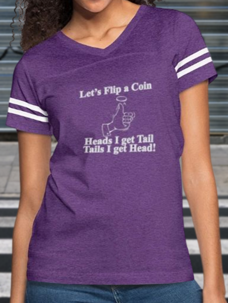 

Casual V Neck Text Letters T-Shirt, Purple, T-Shirts