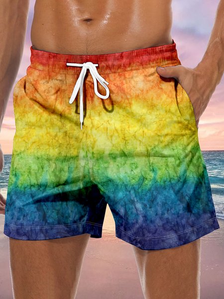 

Ombre Drawstring Beach Shorts, Yellow, Men's shorts