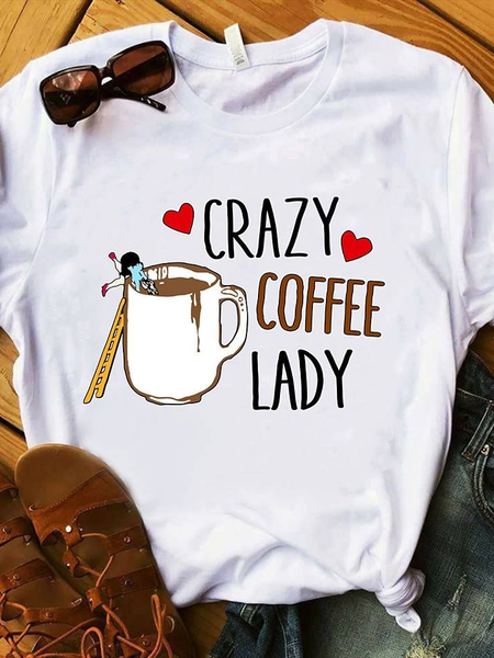 

Crew Neck Casual T-Shirt, White, T-Shirts