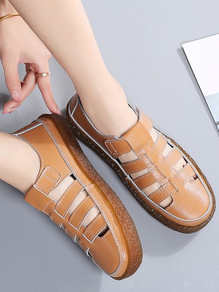 

Lightweight Hollow Breathable Retro Soft Soled Shoes, Brown, Sandals