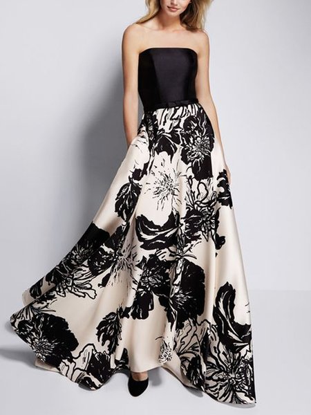 

Regular Fit Cold Shoulder Elegant No Elasticity Party Dress, As picture, Maxi Dresses