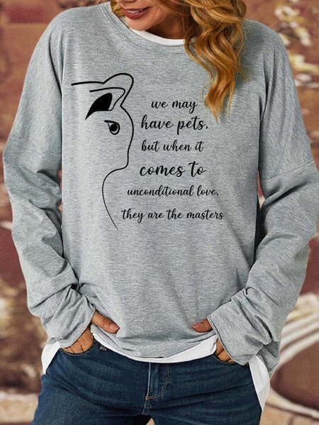 

Lilicloth X Y Cat Lover We May Have Pets But When It Comes To Unconditional Love They Are The Masters Women's Sweatshirt, Light gray, Hoodies&Sweatshirts