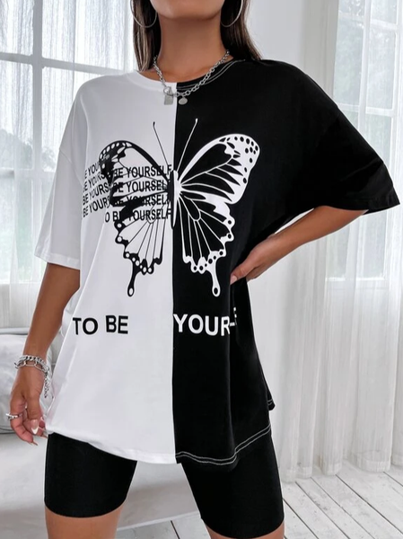 

Crew Neck Casual Two-Piece Set, Black, Suit Set