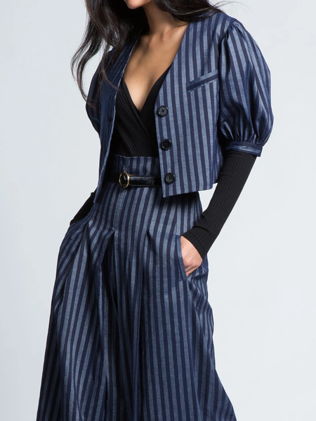 

Striped V Neck Short sleeve V neck Urban Loose Blazer, Stripe, Blazers