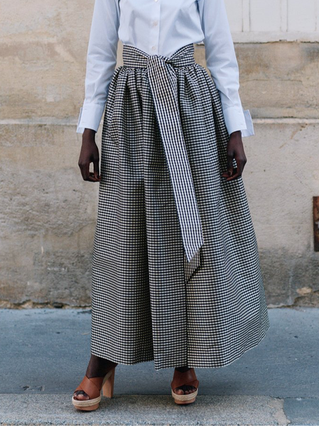 

Cotton Regular Fit Elegant Skirt, Black-white, Skirts