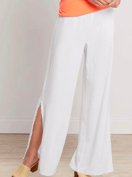 Linen Loose Casual Casual Pants, White, Pants