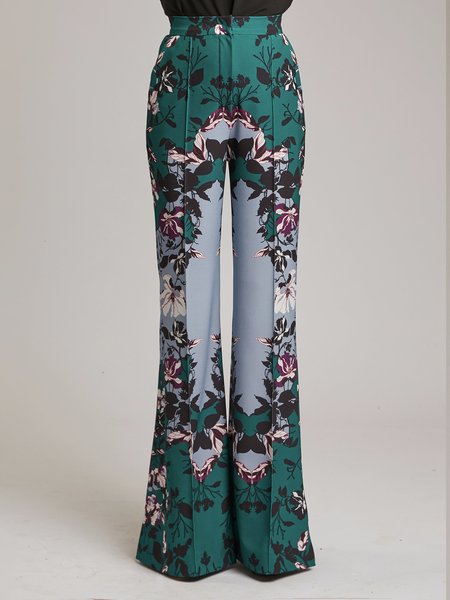 

Daily Elegant Regular Fit Floral Fashion Pants, Green, Pants