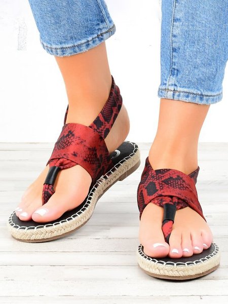 

Snake Print Flip Flop Sandals, Red, Sandals