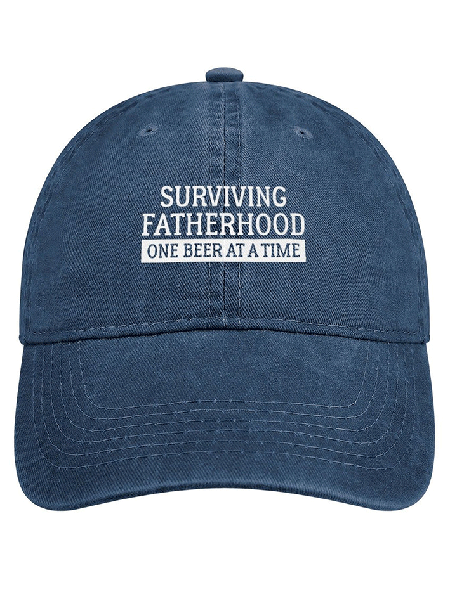 

Surviving Fatherhood One Beer At A Time Adjustable Denim Hat, Blue, Hats
