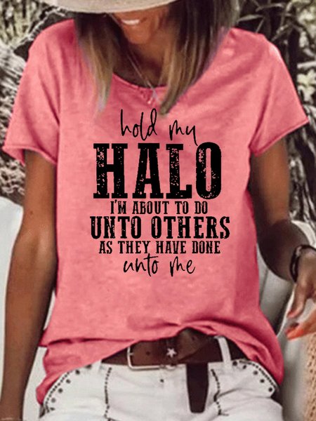 

Women's Funny Hold My Halo Casual T-Shirt, Red, T-shirts