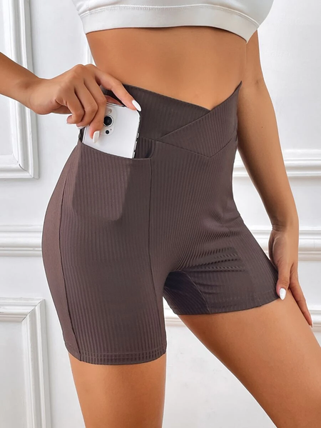 

Plain Tight Casual Leggings, Brown, Leggings