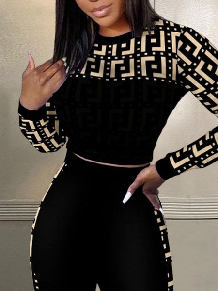 

Geometric Tight Casual Long Sleeve T-Shirt, Black, Hoodies and Sweatshirts