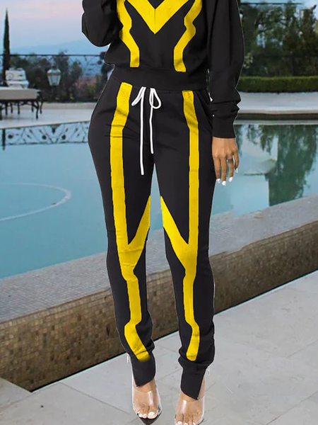 

Micro-Elasticity Color Block Casual Regular Fit Casual Long Pants, Black, Pants
