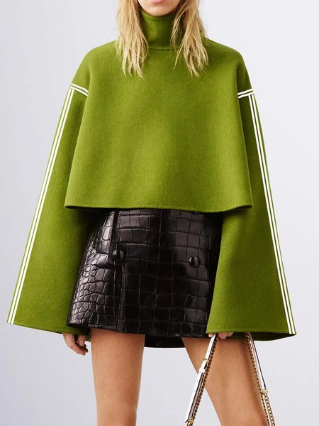 

Regular Fit Striped Urban Turtleneck Long Sleeve Top, Green, Linen Tops