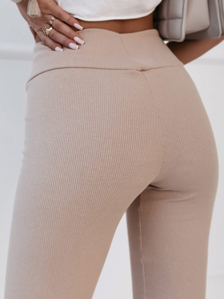 

Casual Tight Plain Casual Pants, Light khaki, Pants