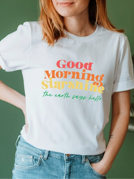 

Text Letters Casual Crew Neck Loose T-Shirt, White, Tees & T-shirts