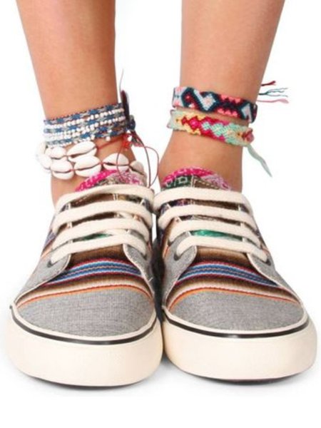 

Western Style Ethnic Patterns Canvas, Gray, Sneakers