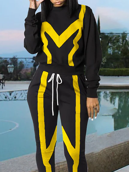 

Crew Neck Regular Fit Color Block Long sleeve Casual Long Sweatshirt, Black, Hoodies and Sweatshirts