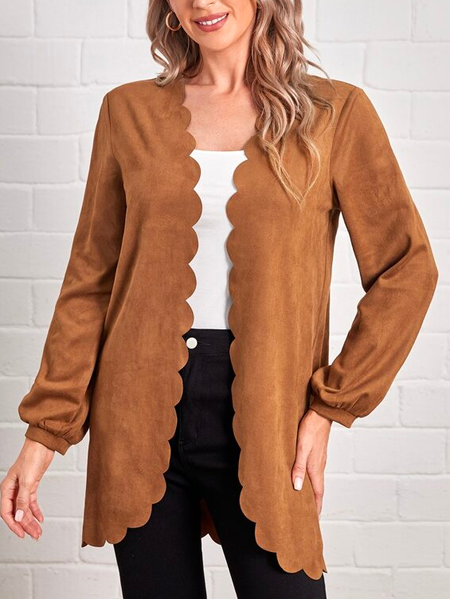 

Plain Casual Loose Cross Neck Other Coat, Brown, Cardigans