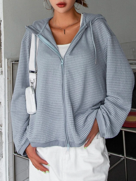 

Casual Plain Cross Neck Loose Other Coat, Blue, Coats