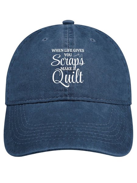 

Quilter Gift When Life Gives You Scraps Make A Quilt Adjustable Denim Hat, Blue, Hats