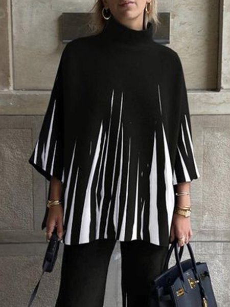

Urban Loose Color Block Sweatshirt, Black, Blouses and Shirts