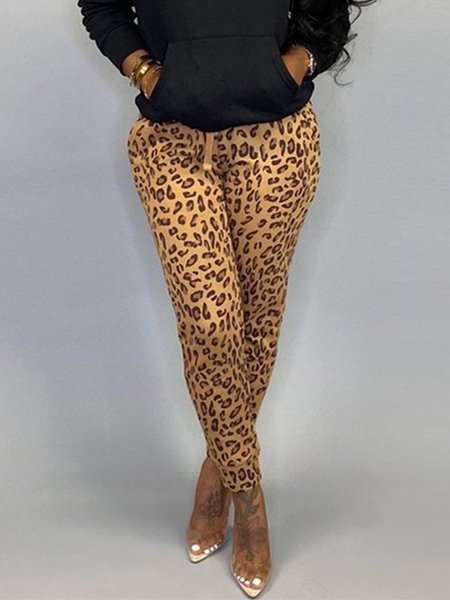 

Regular Fit Leopard Urban Casual Pants, Pants