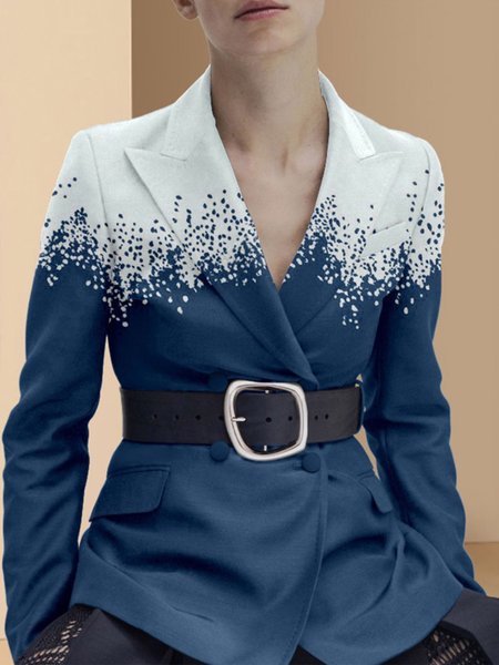 

Print Lapel Collar Regular Fit Urban Blazer, Blue, Blazers