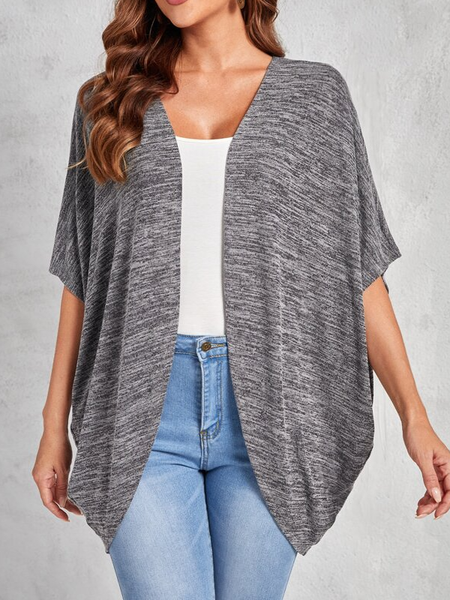 

Plain Others Casual Cotton-Blend Other Coat, Gray, Cardigans