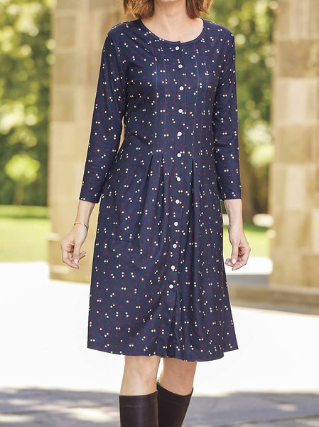 

Casual Loose Polka Dots Dress, Blue, Dresses