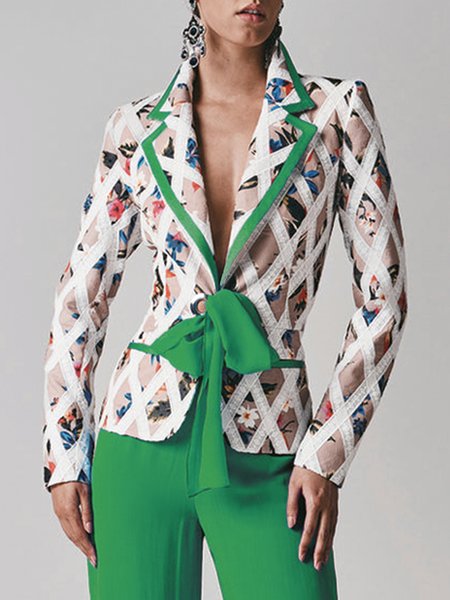 

Color Block Lapel Collar Regular Fit Urban Blazer, Green, Blazers
