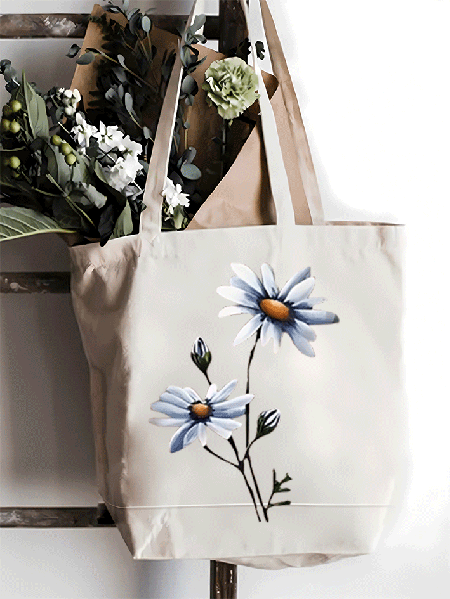 

Casual Floral Shopping Tote, White, Bags