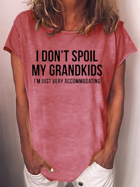 

Women‘s Grandma I Don't Spoil My Grandkids I'm Just Very Accommodating Funny Letters Casual T-Shirt, Red, T-shirts