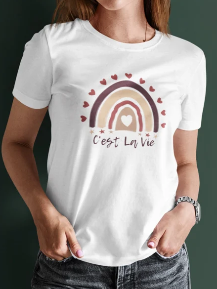

Text Letters Casual Regular Fit Crew Neck T-Shirt, White, T-Shirts