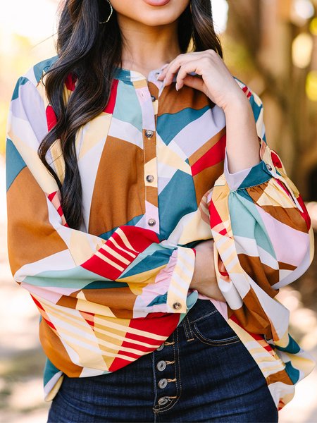 

Always In Mind Red Mix Abstract Blouse, Multicolor, Shirts & Blouses
