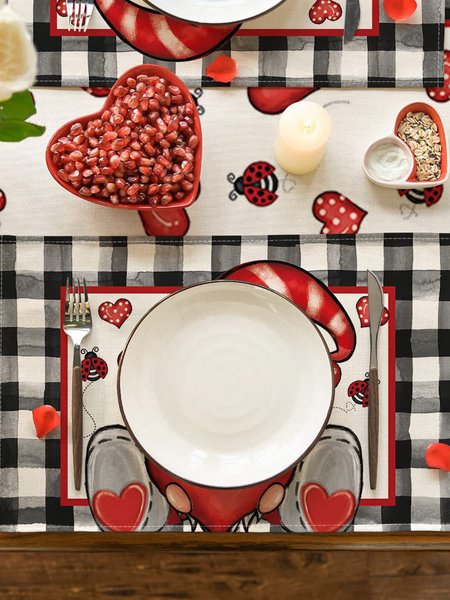 

Valentine's Day Heart Shaped Living Room Table Runner Placemat, Color2, Home & Garden & Decorations