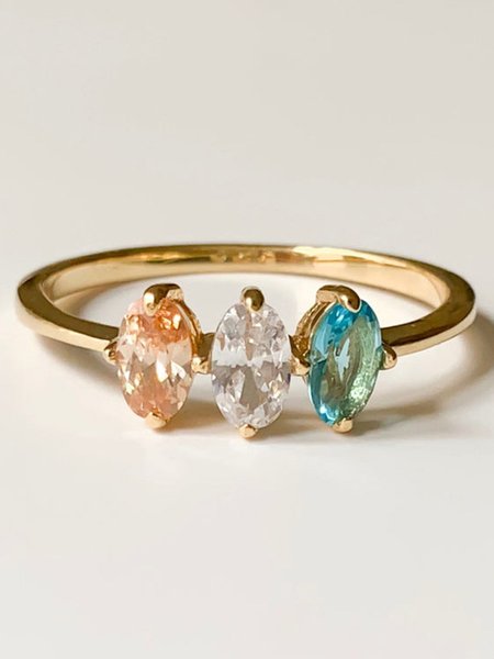 

Vintage Colorful Diamond Ring Daily Commuter Party Wedding Jewelry, Golden, Rings