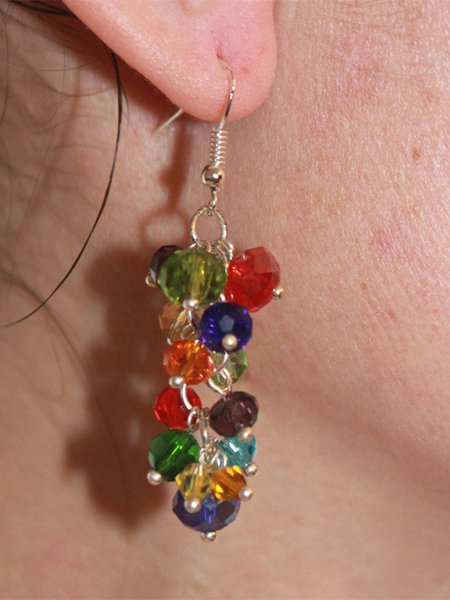 

Ethnic Vintage Colorful Crystal Beaded Earrings Boho Vacation Beach Jewelry, Multicolor, Earrings