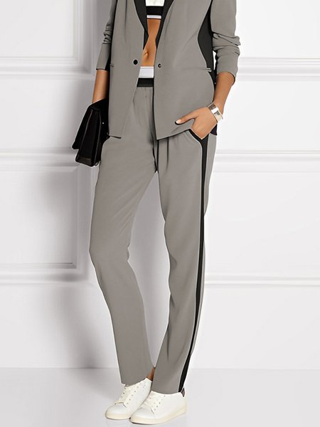 

Regular Fit Simple Color Block Fashion Pants, Gray, Pants